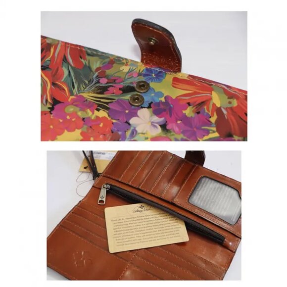 Patricia Nash Citrus Sunrise Leather Valentia Wallet Floral Brown Wristlet NEW - Picture 6 of 9